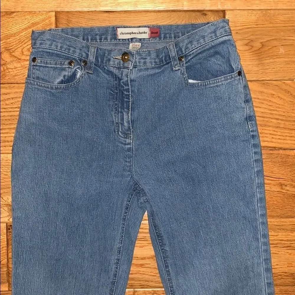 Christopher & banks Light wash high waist straight boot cut stretch jeans size 2